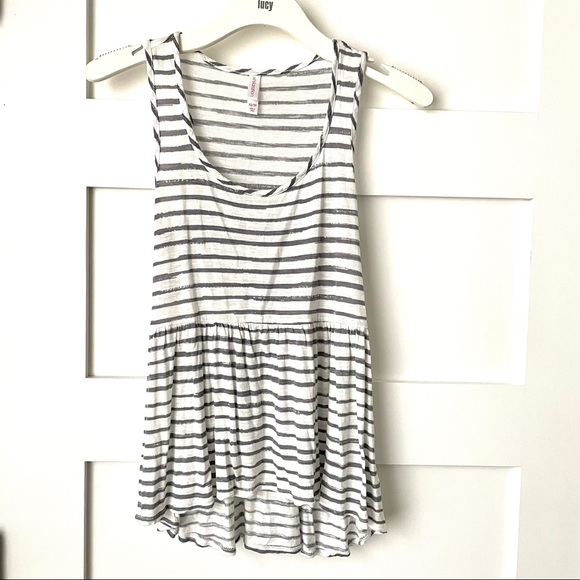 Grey and white striped peplum top XS Xhilaration - Picture 4 of 6